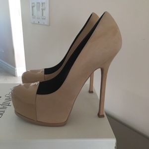 Saint Laurent YSL Tribtoo Pumps in Nude